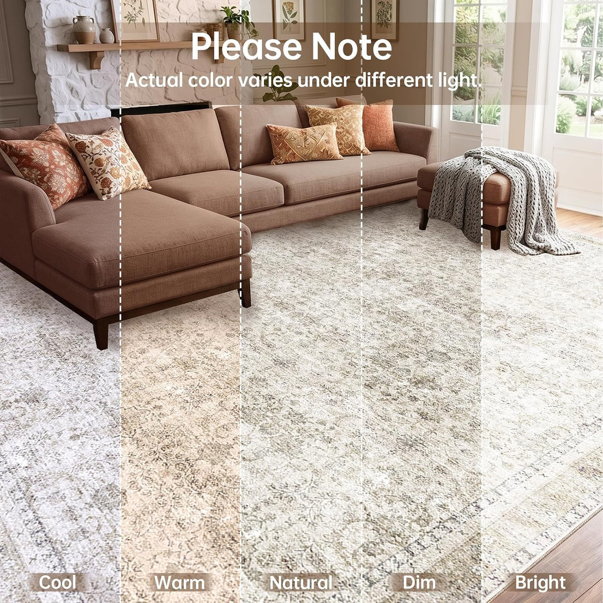 Sasttie 8x10 Area Rugs, Ultra-Soft Washable Rug for Living Room, Beige