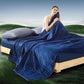 Reversible Weighted Blanket 48''x72'' 15lbs for Adults, Warm Short Plush and Cool Tencel Fabric Double-Sided Weighted Blanket for All Season Use - Carry Bag Included