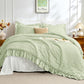 JOLLYVOGUE White Twin Size Comforter Set, 2 Pieces Seersucker Lightweight Fluffy Bedding Set, Twin Ruffle Comforter, All Season Soft Microfiber Shabby Chic Bed Set