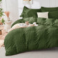 Duvet Cover Queen Size, Seersucker Bedding Set, 3 Pieces, Dark Grey
