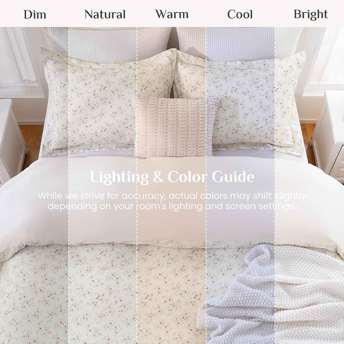 JOLLYVOGUE Floral Duvet Cover Full, 3Pcs Reversible Beige Duvet Cover Set