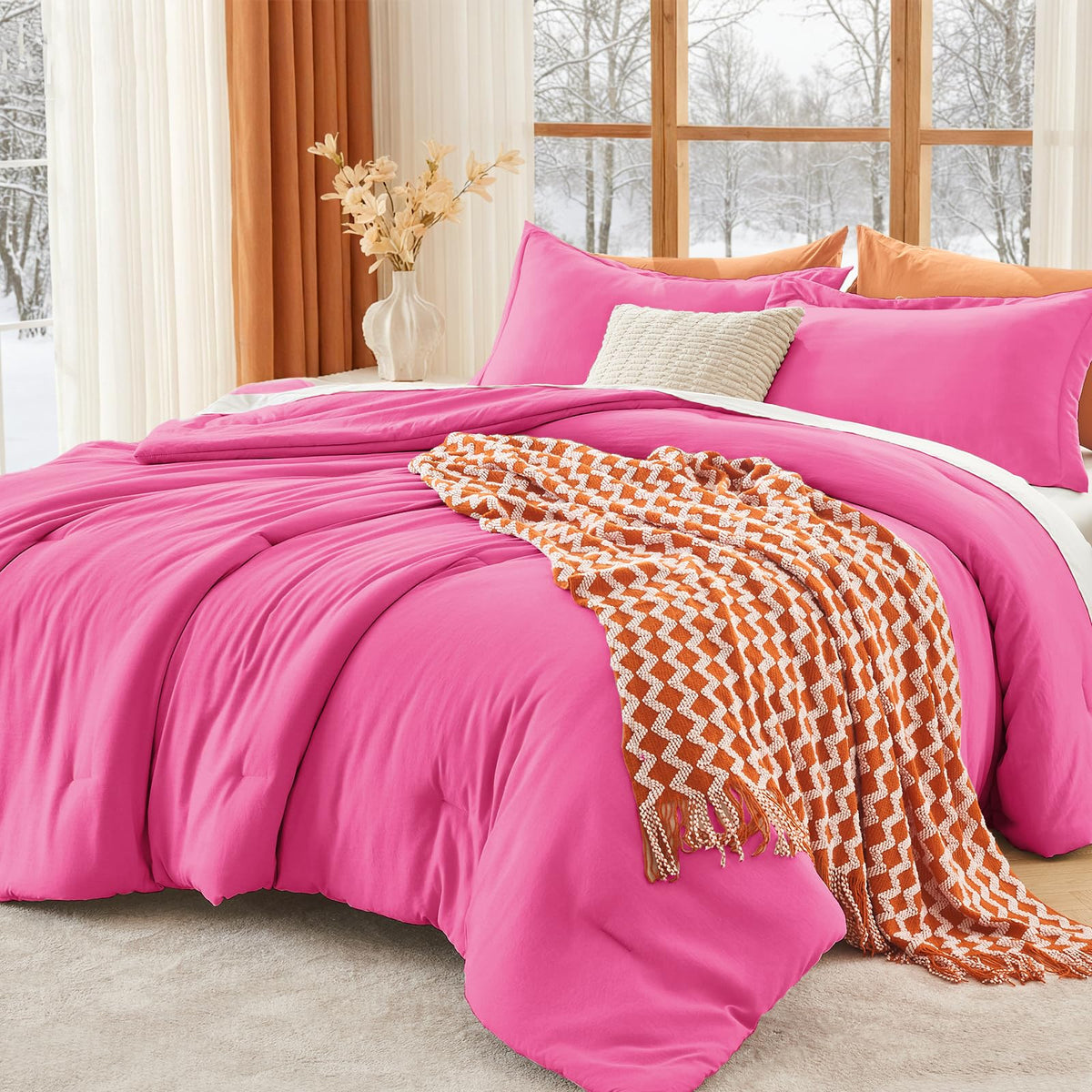 MUXHOMO Beige Twin/Twin XL Comforter Set, All Season Ultra Soft Down Alternative Bedding - 2 Piece Lightweight Bed Set Includes 1 Comforter (68"x88") and 1 Pillow Shams (20"x26")