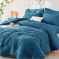 HYMOKEGE Full Size Comforter Sets Seersucker 7 Pieces, All Season Luxury Bed in a Bag for Bedroom, Bedding Set with Comforters, Sheets, Pillowcases & Shams, Dark Grey