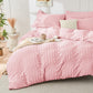 Duvet Cover Queen Size, Seersucker Bedding Set, 3 Pieces, Dark Grey