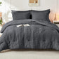 HYMOKEGE Full Size Comforter Sets Seersucker 7 Pieces, All Season Luxury Bed in a Bag for Bedroom, Bedding Set with Comforters, Sheets, Pillowcases & Shams, Dark Grey