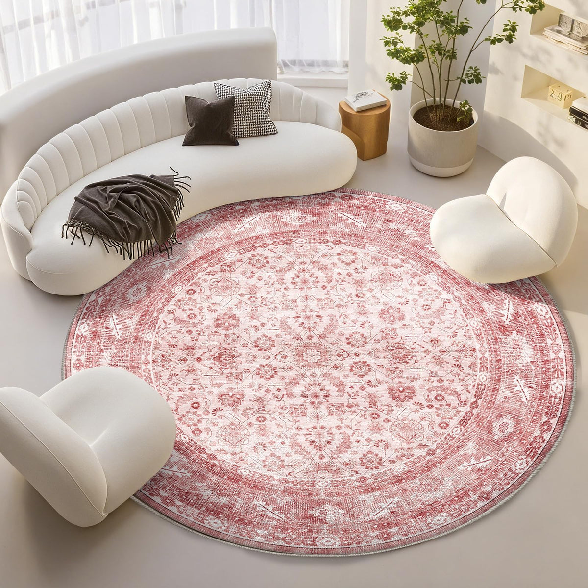 OPPODREAM Vintage Blue Area Rugs 5x7, Washable Rug for Living Room