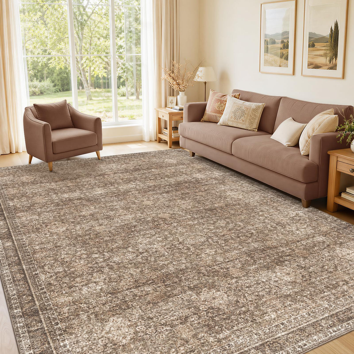 Sasttie 8x10 Area Rugs, Ultra-Soft Washable Rug for Living Room, Beige