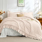 JOLLYVOGUE White Twin Size Comforter Set, 2 Pieces Seersucker Lightweight Fluffy Bedding Set, Twin Ruffle Comforter, All Season Soft Microfiber Shabby Chic Bed Set