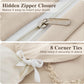 Boho Duvet Cover Set Queen Size, Tufted Embroidery Bedding, 3 PCS, Beige