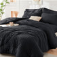 HYMOKEGE Full Size Comforter Sets Seersucker 7 Pieces, All Season Luxury Bed in a Bag for Bedroom, Bedding Set with Comforters, Sheets, Pillowcases & Shams, Dark Grey