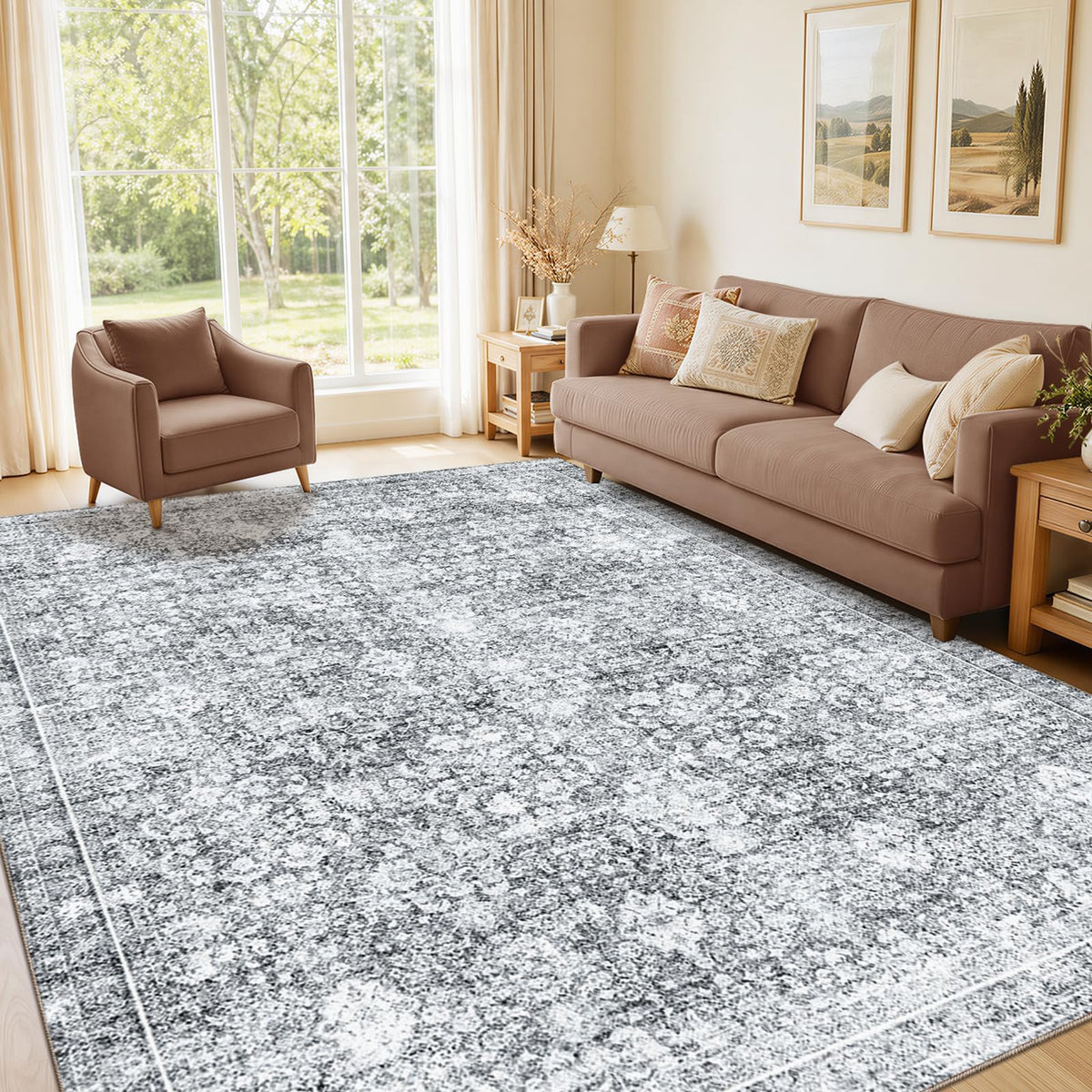 Sasttie 8x10 Area Rugs, Ultra-Soft Washable Rug for Living Room, Beige