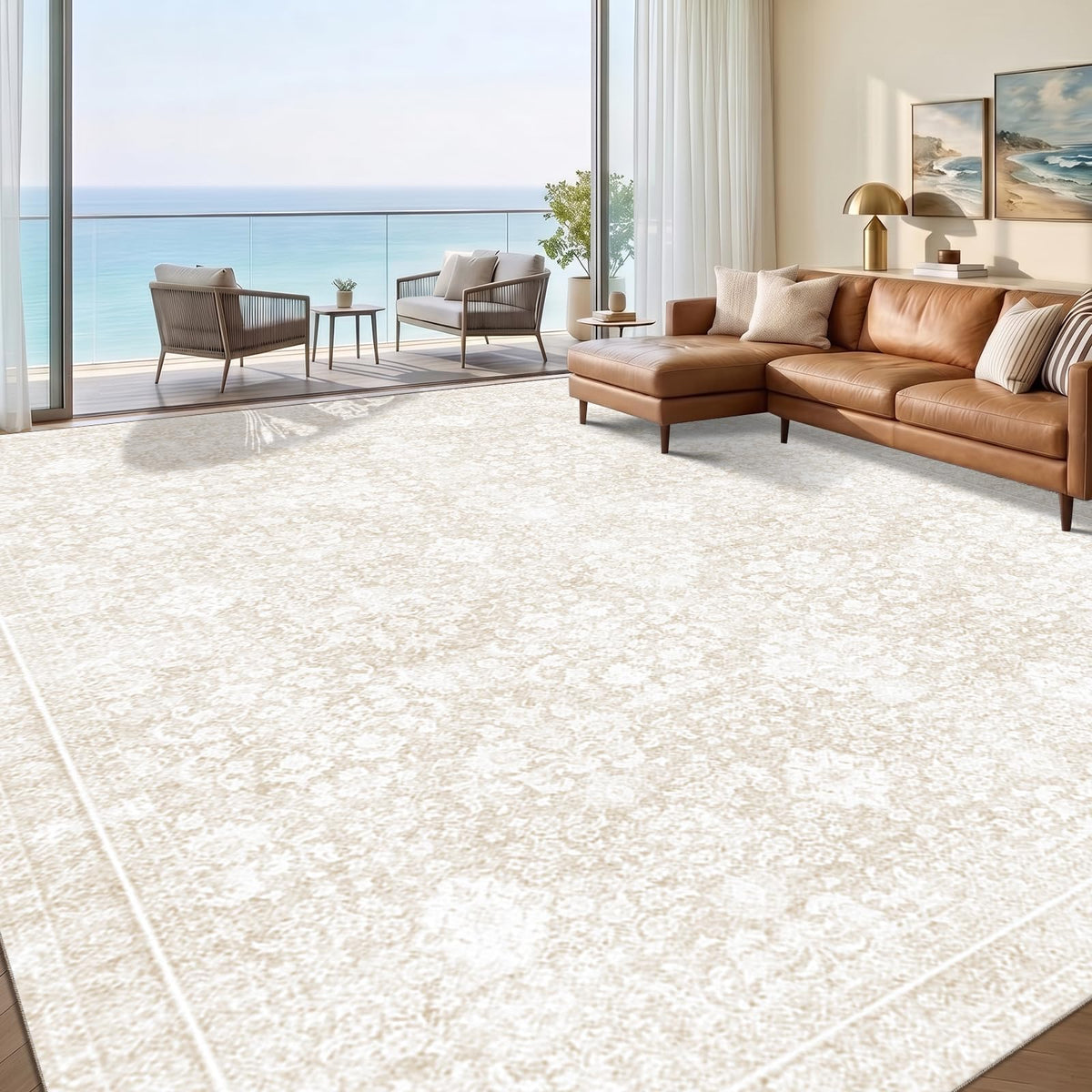 Sasttie 8x10 Area Rugs, Ultra-Soft Washable Rug for Living Room, Beige