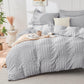 Duvet Cover Queen Size, Seersucker Bedding Set, 3 Pieces, Dark Grey