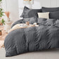 HYMOKEGE Full Size Comforter Sets Seersucker 7 Pieces, All Season Luxury Bed in a Bag for Bedroom, Bedding Set with Comforters, Sheets, Pillowcases & Shams, Dark Grey