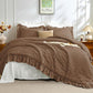 JOLLYVOGUE Comforter Set, 3 Pieces Seersucker Lightweight Oeko-TEX Certified Bedding Set, All Season Fluffy Microfiber Bedding Comforter Set with 1 Ruffle Comforter and 2 Ruffle Pillowshams