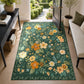JOLLYVOGUE Floral Area Rug 5x7, Washable Rug for Living Room, Light Blue