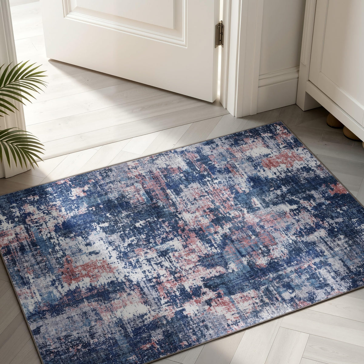 Sasttie 8x10 Washable Area Rug, Modern Abstract Large Carpet, Black & White