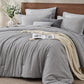 JOLLYVOGUE Queen Comforter Set, Cationic Dyeing Bed in a Bag 7 Pieces, Double-Tone Bedding Set with Down Alternative Comforter, Sheets, Pillowcases & Shams, Dark Grey