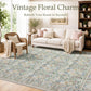JOLLYVOGUE 6x9 Area Rug, Floral Washable Rug for Living Room, Beige/Blue