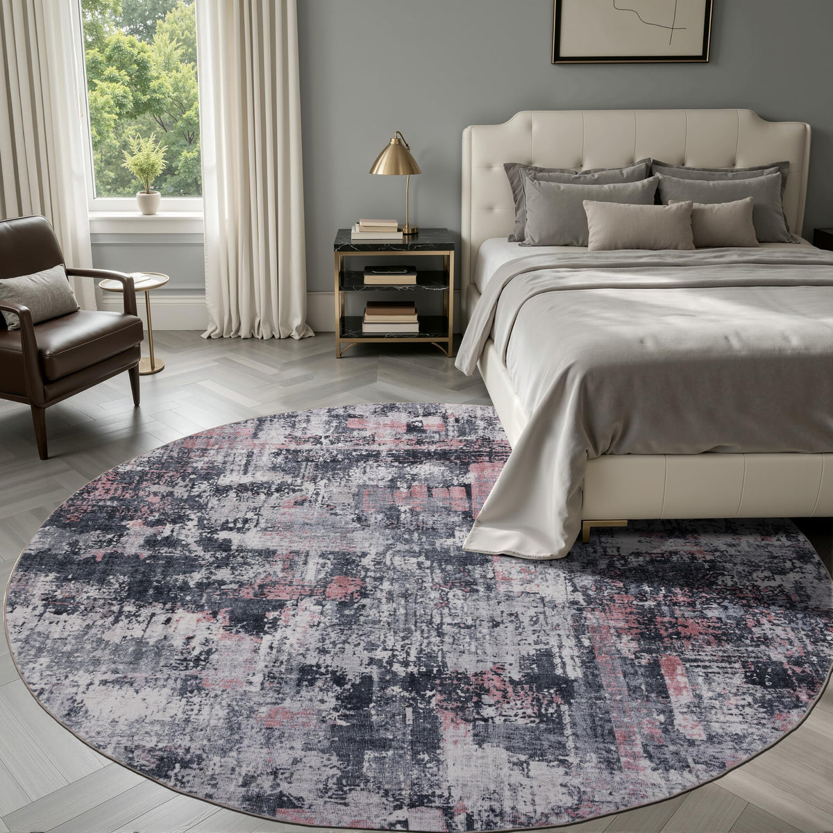 Sasttie 8x10 Washable Area Rug, Modern Abstract Large Carpet, Black & White