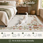 JOLLYVOGUE 4x6 Area Rug, Washable Rug Floral Border, Off-White
