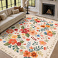 JOLLYVOGUE Floral Area Rug 5x7, Washable Rug for Living Room, Light Blue
