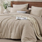 JOLLYVOGUE Queen Comforter Set, Cationic Dyeing Bed in a Bag 7 Pieces, Double-Tone Bedding Set with Down Alternative Comforter, Sheets, Pillowcases & Shams, Dark Grey