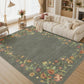 JOLLYVOGUE 4x6 Area Rug, Washable Rug Floral Border, Off-White