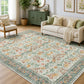 JOLLYVOGUE 6x9 Area Rug, Floral Washable Rug for Living Room, Beige/Blue