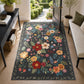 JOLLYVOGUE Floral Area Rug 5x7, Washable Rug for Living Room, Light Blue
