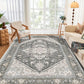 OPPODREAM Soft Area Rugs 5x7, Persian-Inspired Washable Rug, Blue & Gold