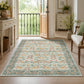 JOLLYVOGUE 6x9 Area Rug, Floral Washable Rug for Living Room, Beige/Blue