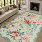 JOLLYVOGUE Floral Area Rug 5x7, Washable Rug for Living Room, Light Blue