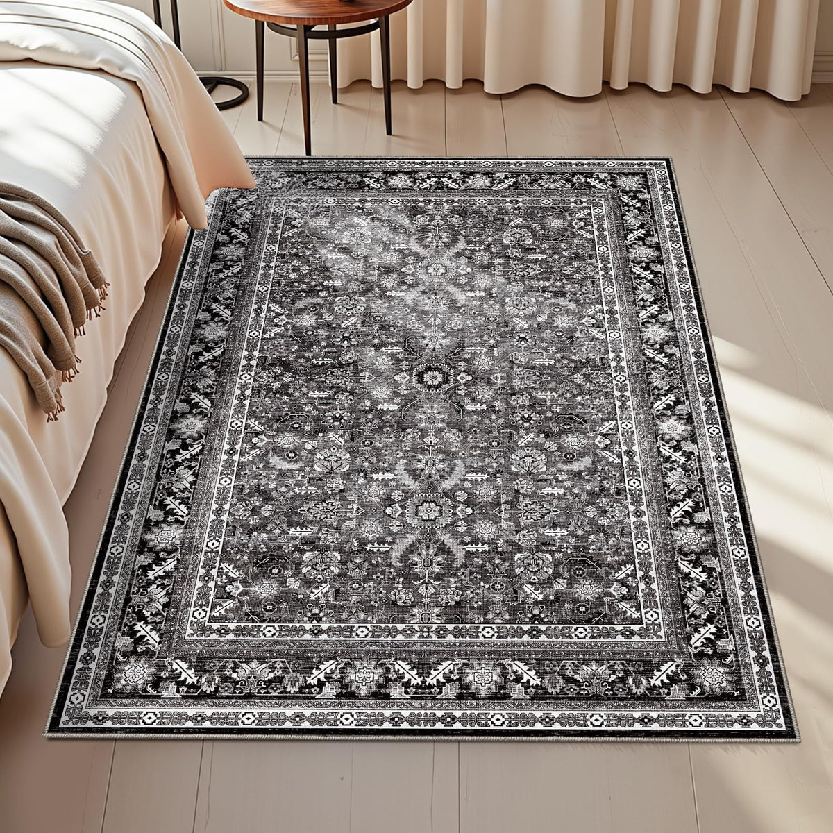 OPPODREAM Vintage Blue Area Rugs 5x7, Washable Rug for Living Room