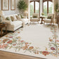 JOLLYVOGUE 4x6 Area Rug, Washable Rug Floral Border, Off-White