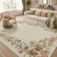 JOLLYVOGUE 4x6 Area Rug, Washable Rug Floral Border, Off-White