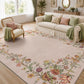 JOLLYVOGUE 4x6 Area Rug, Washable Rug Floral Border, Off-White