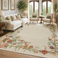 JOLLYVOGUE 4x6 Area Rug, Washable Rug Floral Border, Off-White