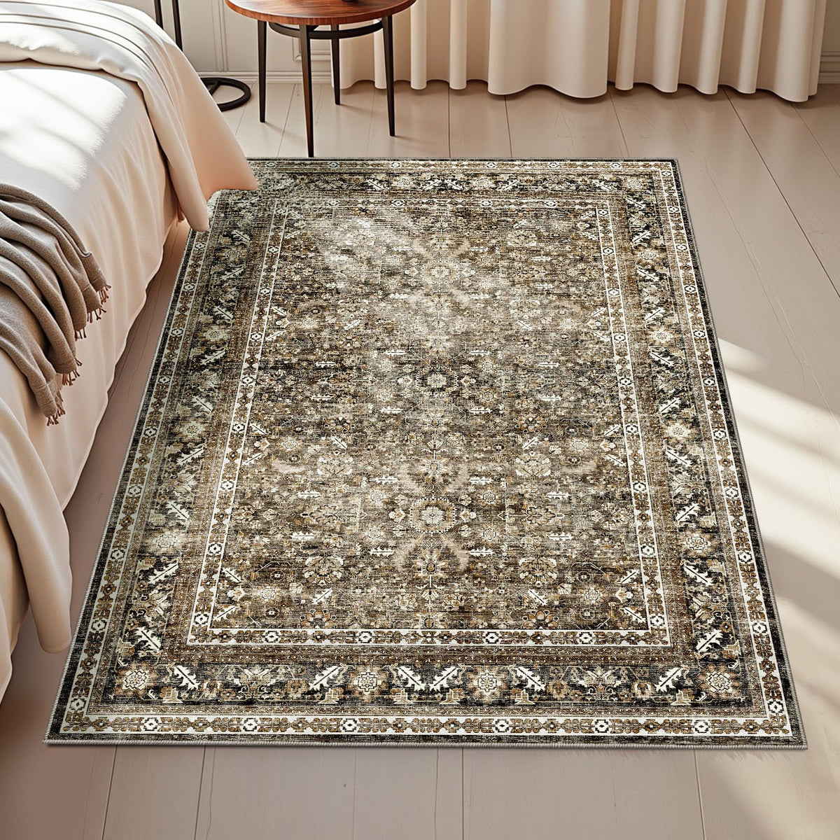 OPPODREAM Vintage Blue Area Rugs 5x7, Washable Rug for Living Room
