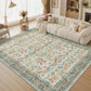 JOLLYVOGUE 6x9 Area Rug, Floral Washable Rug for Living Room, Beige/Blue