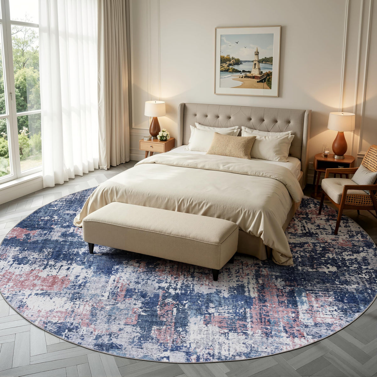 Sasttie 8x10 Washable Area Rug, Modern Abstract Large Carpet, Black & White