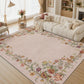 JOLLYVOGUE 4x6 Area Rug, Washable Rug Floral Border, Off-White