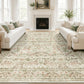 JOLLYVOGUE 6x9 Area Rug, Floral Washable Rug for Living Room, Beige/Blue