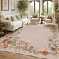JOLLYVOGUE 4x6 Area Rug, Washable Rug Floral Border, Off-White