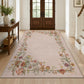 JOLLYVOGUE 4x6 Area Rug, Washable Rug Floral Border, Off-White