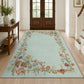 JOLLYVOGUE 4x6 Area Rug, Washable Rug Floral Border, Off-White
