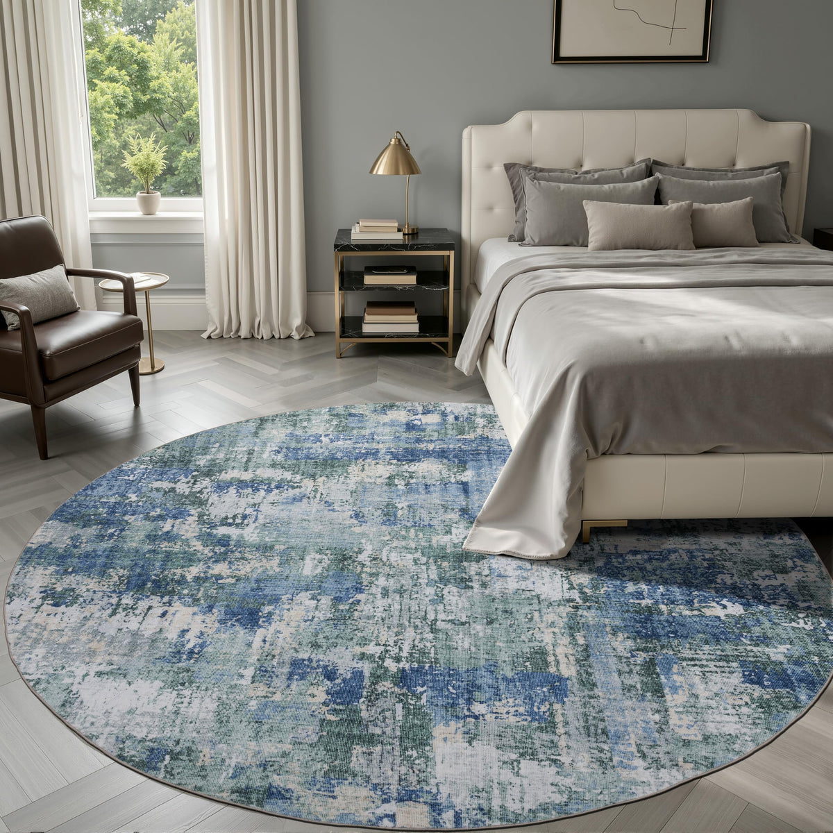Sasttie 8x10 Washable Area Rug, Modern Abstract Large Carpet, Black & White