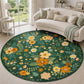 JOLLYVOGUE Floral Area Rug 5x7, Washable Rug for Living Room, Light Blue