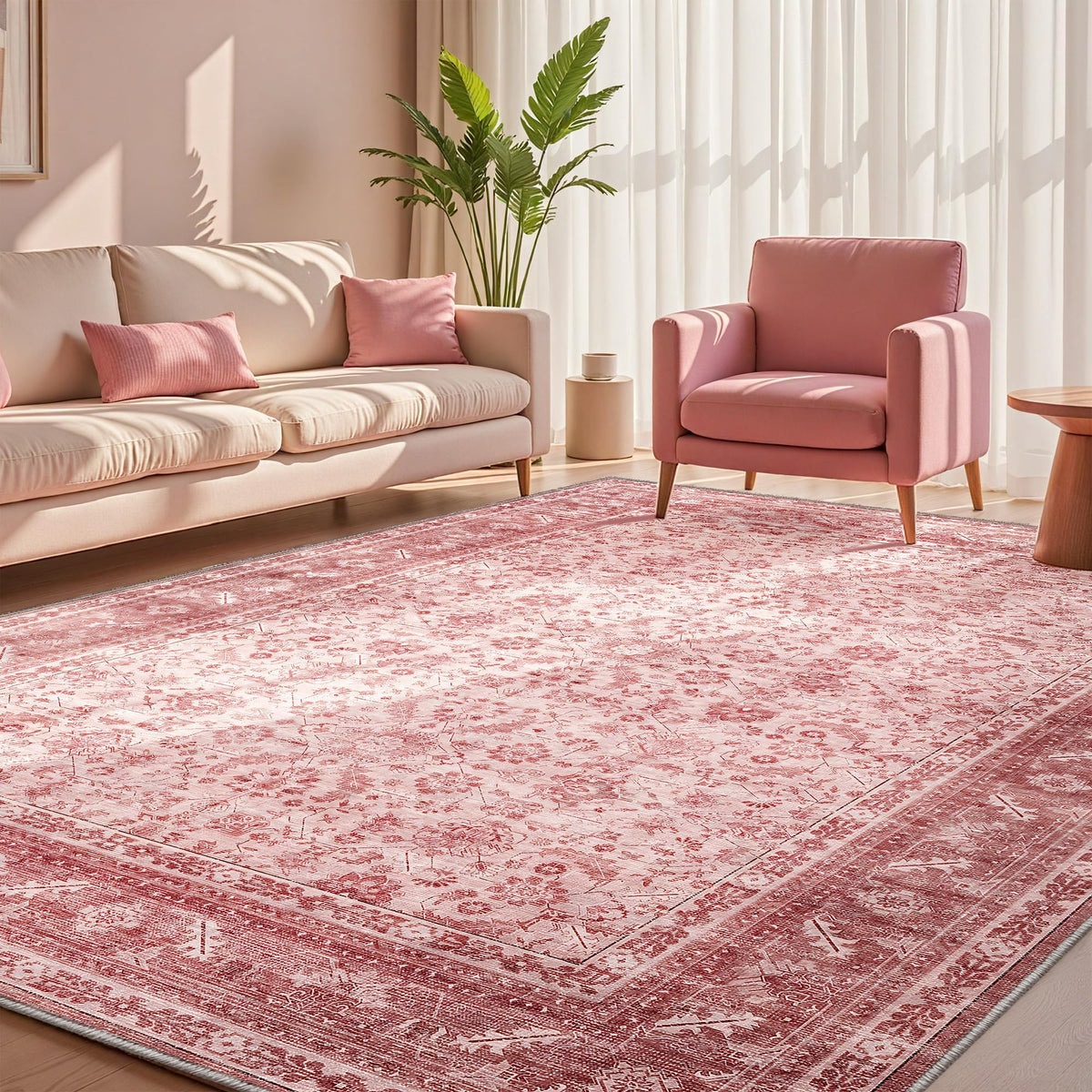 OPPODREAM Vintage Blue Area Rugs 5x7, Washable Rug for Living Room