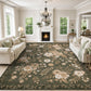 JOLLYVOGUE Floral Area Rug 5x7, Washable Rug for Living Room, Light Blue